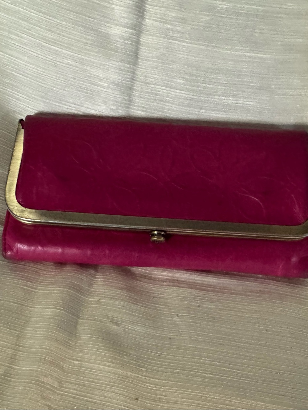 Fuchsia Women's Clutch Wallet with Gold Trim